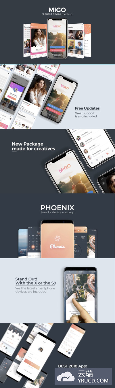 iPhone X 和 三星S9手机视频动态展示样机AE源文件下载[AEP]