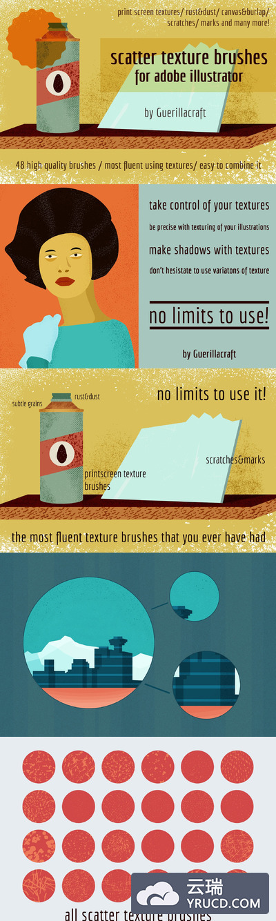 AI笔刷纹理素材 Scatter texture brushes for AI