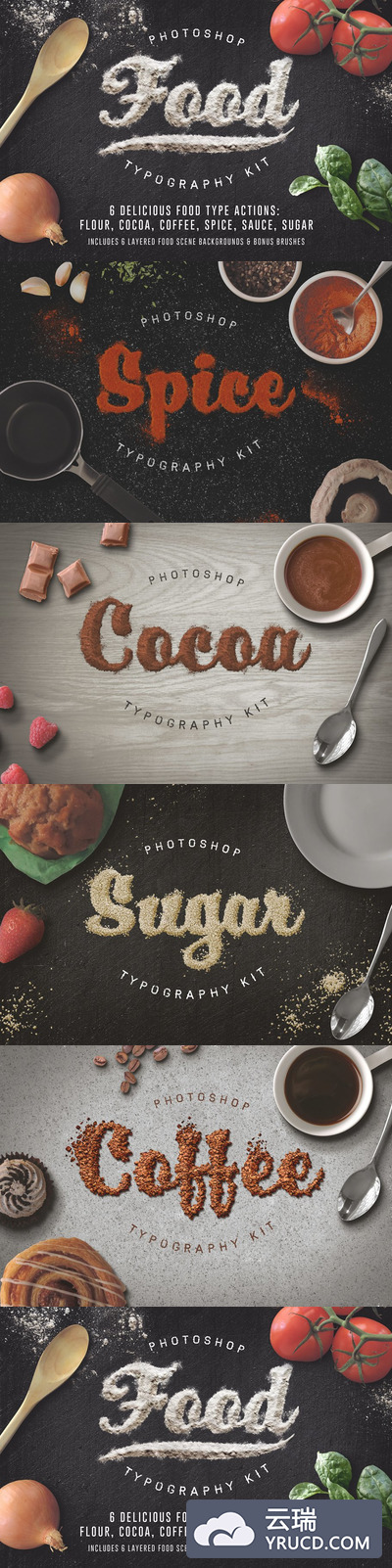 面粉食物字PSD图层样式 Food Typography PSD Actions