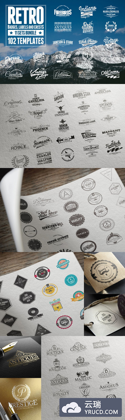 103个怀旧的logo与标签图形 102 Retro Badges, Labels and Crests