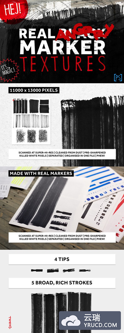 逼真的墨水纹理背景 REAL ANGRY MARKER TEXTURES