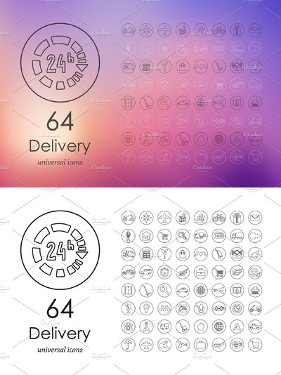 64个快递主题相关的图标 64 delivery icons