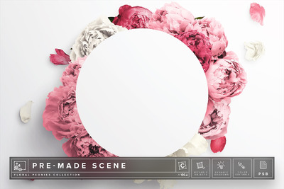 花卉边框的banner设计素材 Floral Peonies Mockup Scene #014