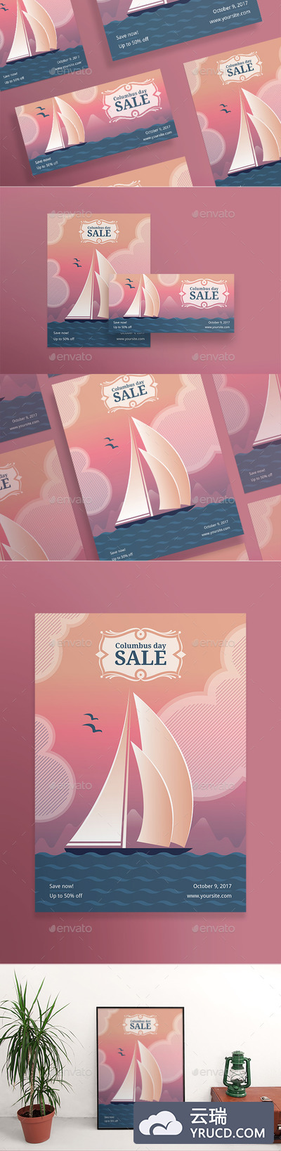 哥伦布纪念日海报模板下载 Columbus Day Flyers [psd]