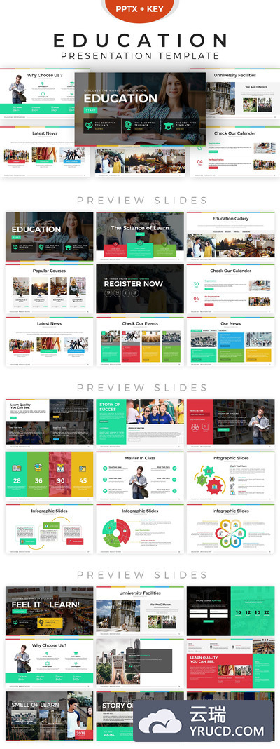 现代教育演示的Keynote幻灯片模板下载 Education Presentation Template [key+PPTX]