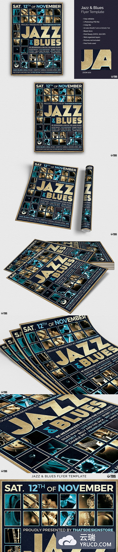 爵士和蓝调音乐海报模板 Jazz and Blues Flyer PSD