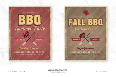 经典的BBQ烧烤主题海报 Vintage BBQ / Fall Flyer