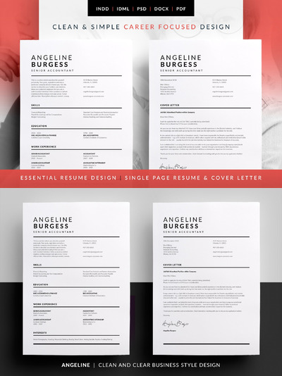 带线条的极简主义简历模板 Angeline - Essential Resume