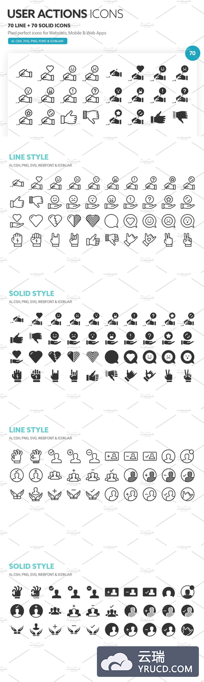 用户行为的图标套装 User Actions Icons