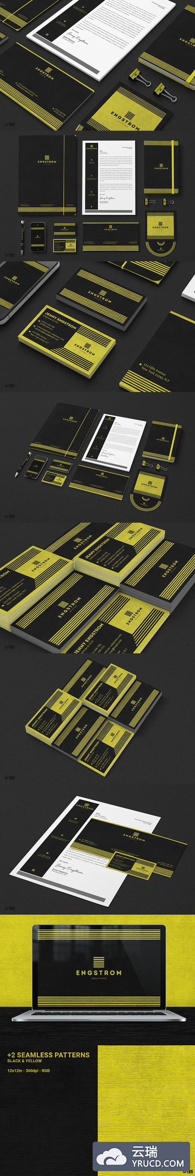 黑黄色的企业VI模板 Black Yellow Corporate Identity PSD