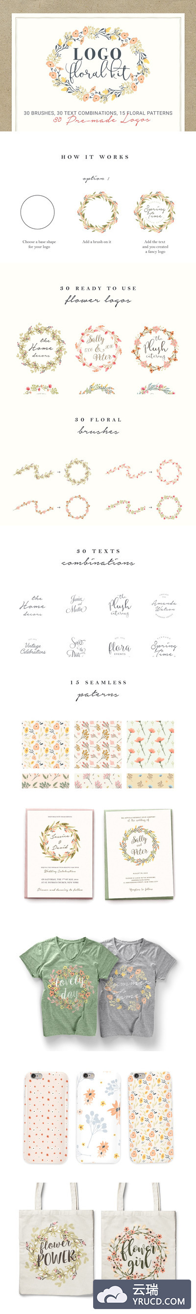 花卉logo模板素材 Logo Floral Kit