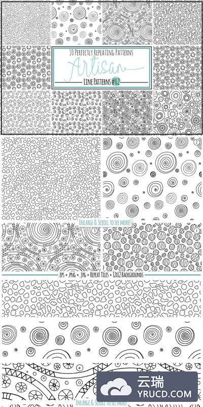 圆圈等抽象无缝背景纹理图案素材 Circle Repeat Patterns - Line