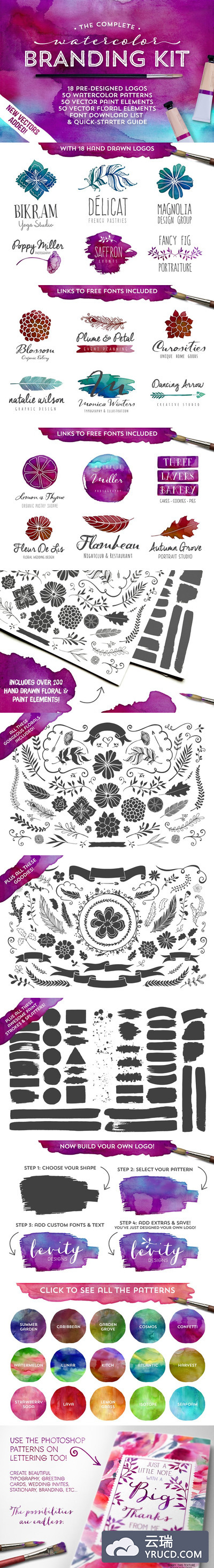 水彩品牌素材包 The Watercolor Branding Kit