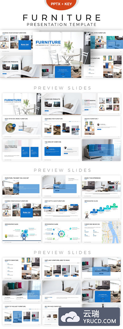 现代家具演示的Keynote幻灯片模板下载 Furniture Presentation Template [key,pptx]