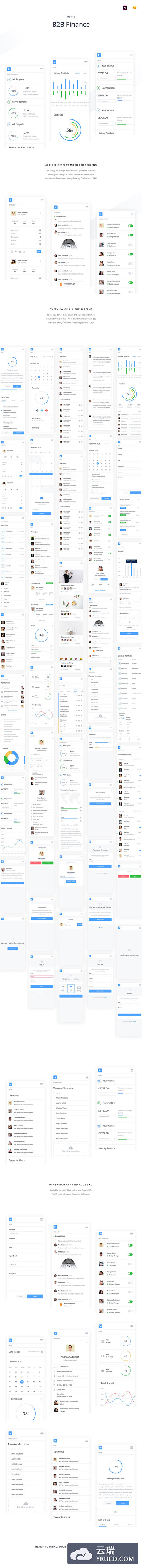 一套完美的 B2B 金融多功能 APP UI KITS [XD,Sketch]