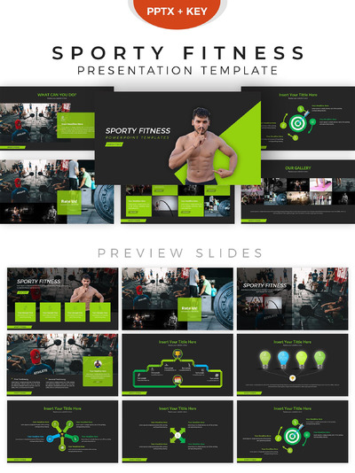 运动&健身主题的PPT模板下载 Fitness Powerpoint Template [key,pptx]