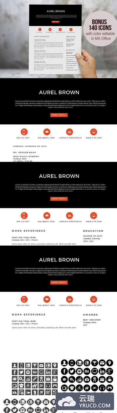 优雅的简历模板Word版二合一 Elegant 2 in 1 Word resume template