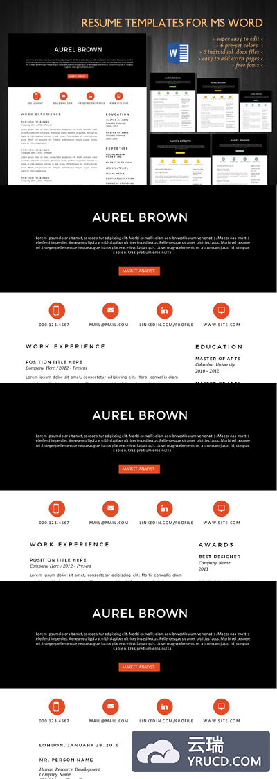 现代Word简历模板二合一 2 in 1 Modern Word resume pack