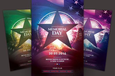 阵亡将士纪念日传单模板 Memorial Day Flyer Template