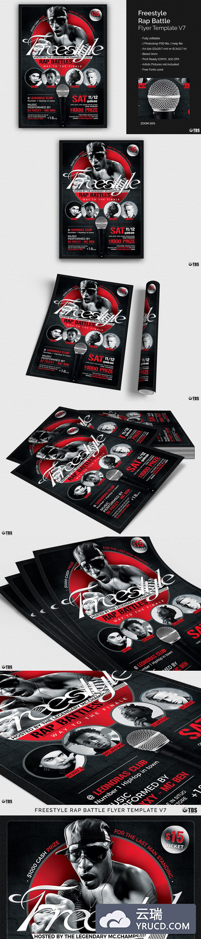 自由式说唱VS海波模板PSD Freestyle Rap Battle Flyer PSD V7