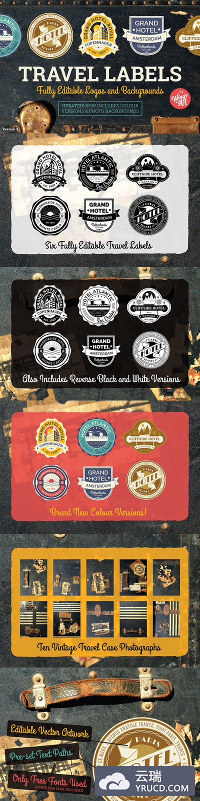 经典样式的旅行图形logo Vintage Travel Logo Templates