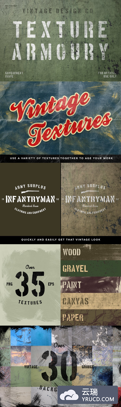 复古的军绿军械效果的背景纹理素材 Texture Armoury - Vintage Resources