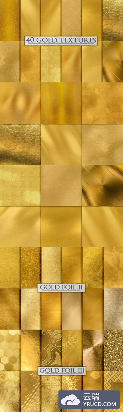 金色背景纹理素材 Gold Foil Textures, Gold Backgrounds