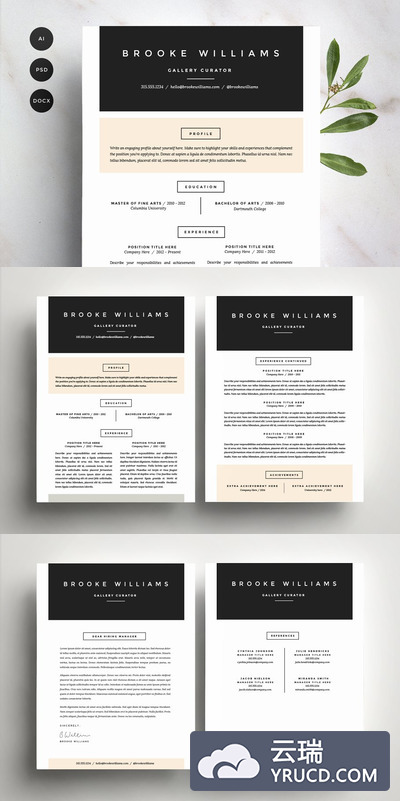 时尚简历模板 Resume Template 4 Pack | CV Template