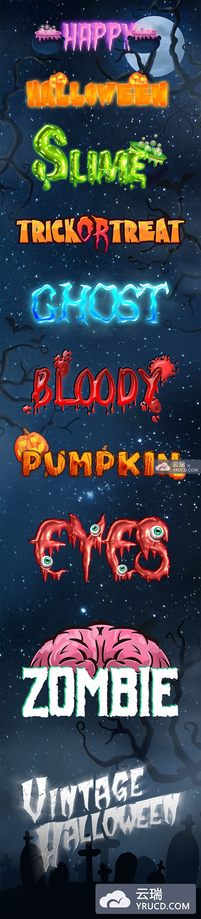 新鲜的万圣节字体特效PS图层样式下载 [PSD]