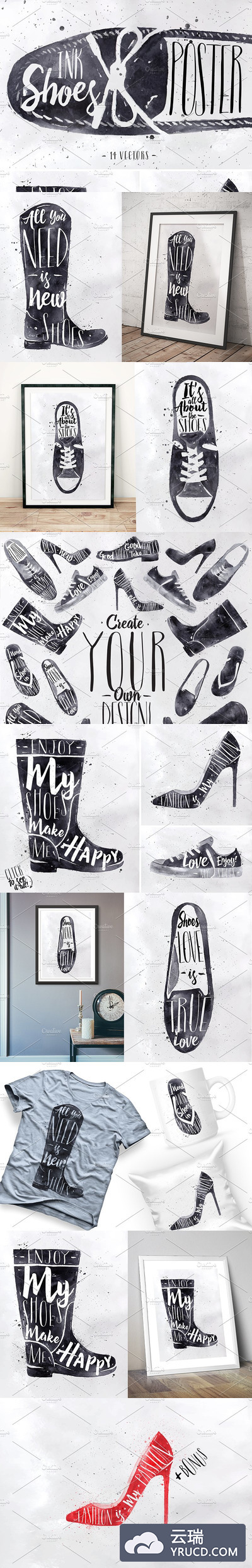 墨水涂鸦鞋子 Ink Shoes Poster