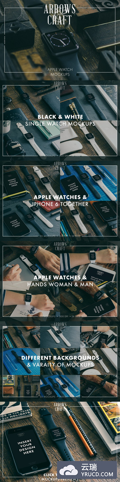 苹果手表样机 Arrows & Craft - Apple Watch Mockups