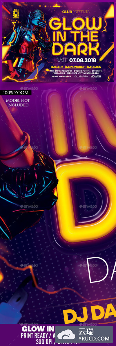 夜店活动海报模板下载 Glow In The Dark V3 [psd]