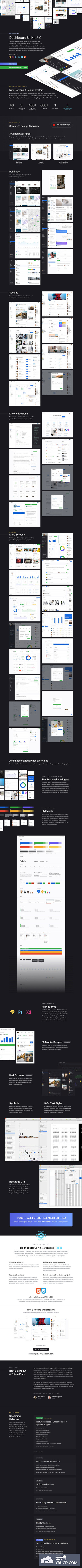 全功能响应式网页后台仪表盘 Dashboard Ui Kits 3.0 套装下载 [Sketch,PSD,XD]