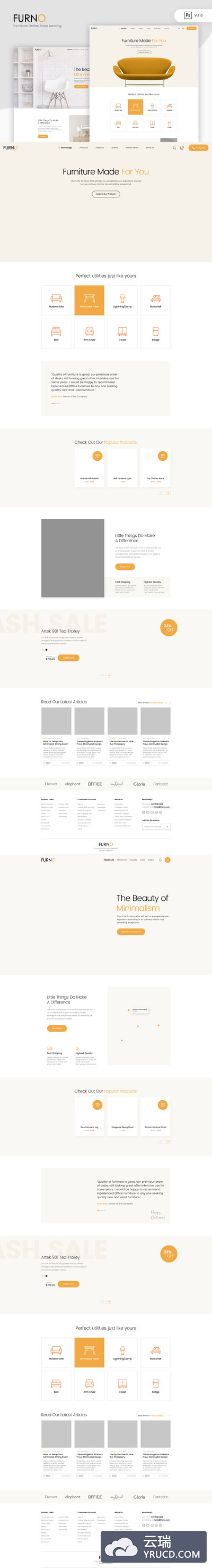 UI Kits | 2个高品质PSD格式分层文件极简主义现代家具网上商店