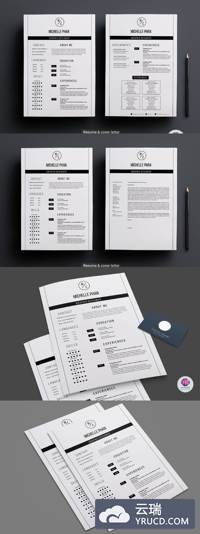 现代简约简历模板 Modern 2 page resume template