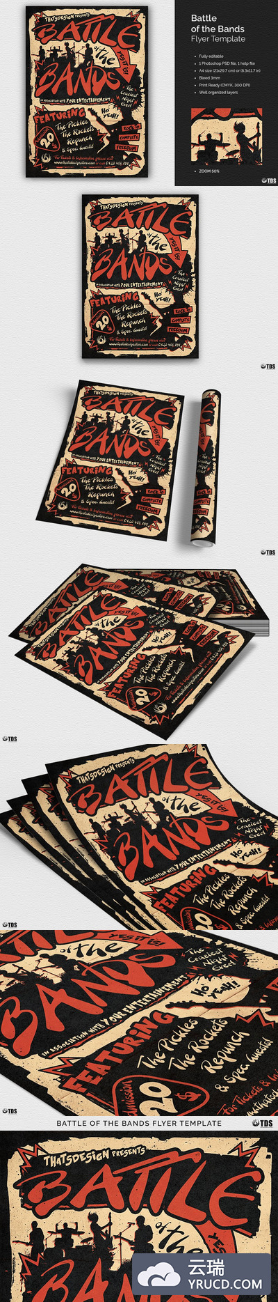 乐队竞赛比赛活动海报模板 Battle of the Bands Flyer PSD