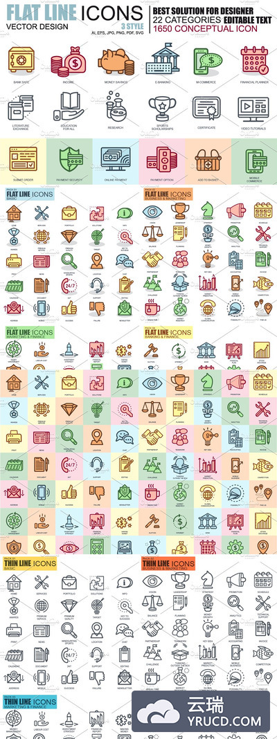 1650线型图标 1650 Line Icons Bundle