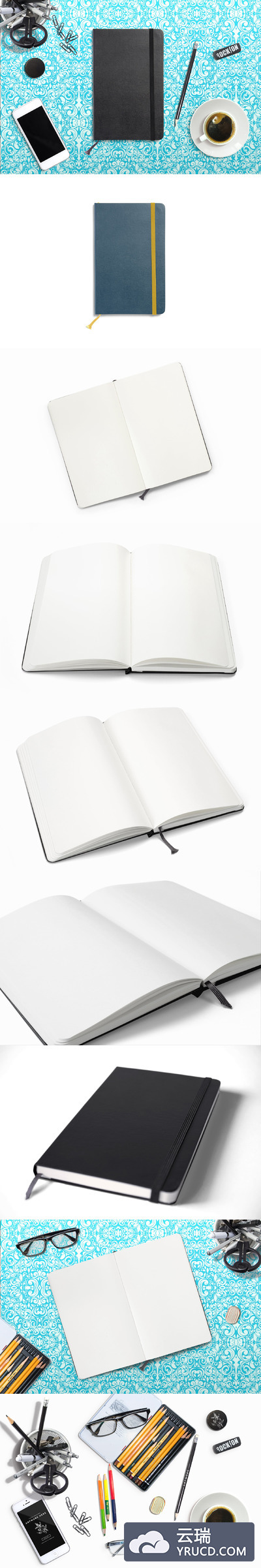 笔记本和工作场景样机 Sketchbook & Workplace Mockups