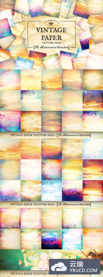 经典的纸张图层样式 Vintage Paper Textures Heavenward