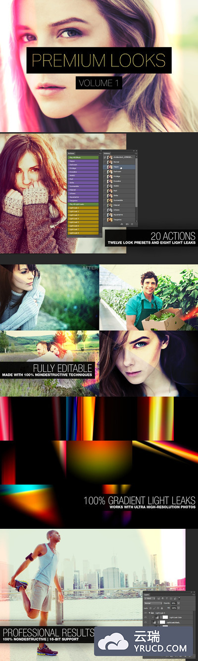 20个专业级的人像照片处理PS动作 Premium Looks - 20 Photoshop Actions