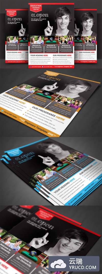 高中学校相关的广告海报模板 High School Flyer