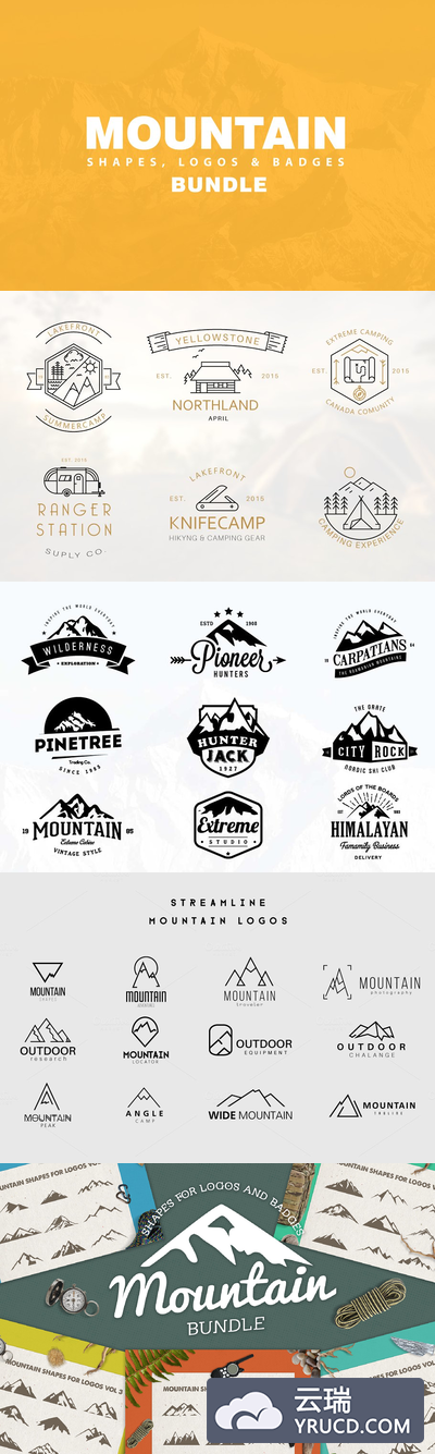 大量logo模板素材合集 Mountain Related Bundle