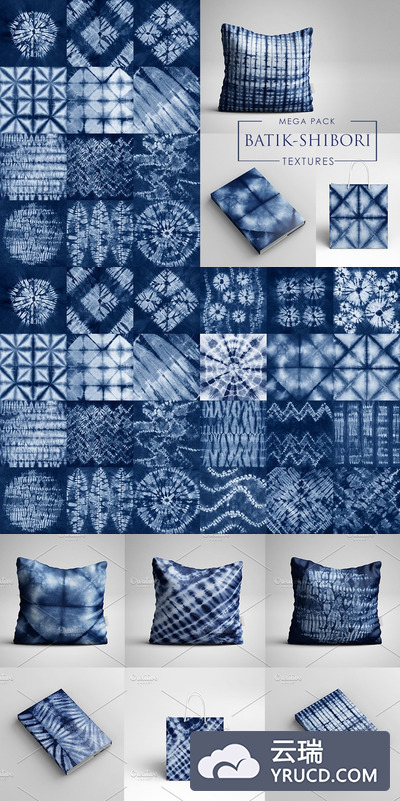 手工制作的蜡染背景纹理素材 Hand made dyed batic. Shibori