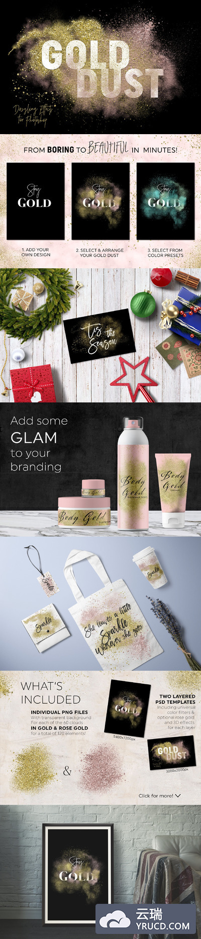 金粉效果的图层样式 Gold Dust Glitter Effects