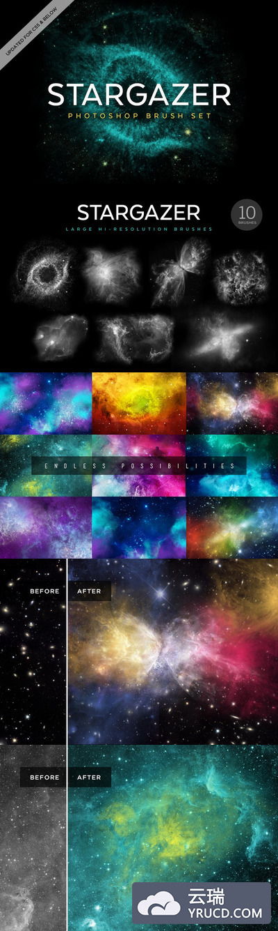 酷炫的PS笔刷 Stargazer Photoshop Brushes