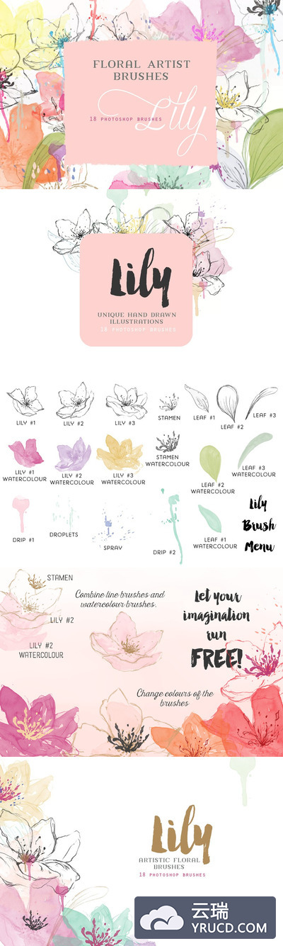 花卉PS笔刷 Floral Photoshop Brushes