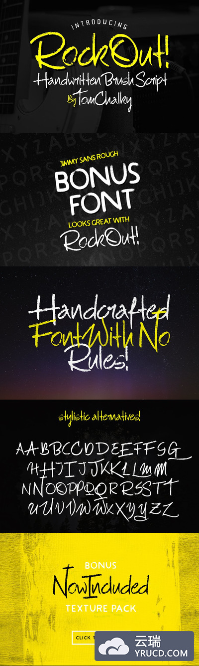大气的手绘字体 RockOut! Script + Bonus Font