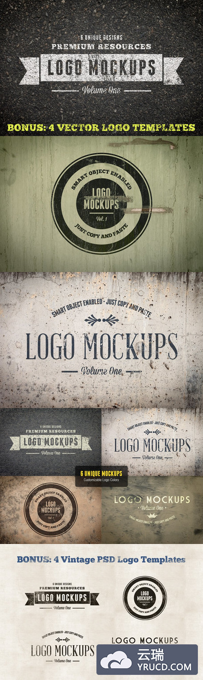 经典的logo设计展示样机 Vintage Logo Mockups Volume 1