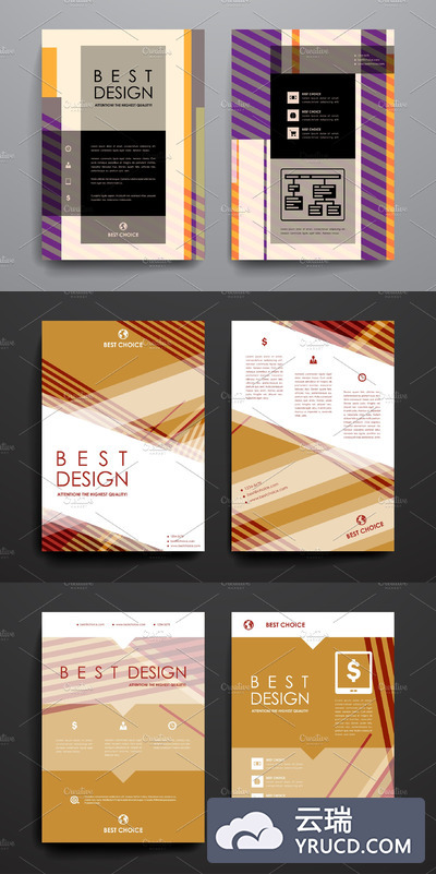 漂亮的图形画册模板 Set of Beautiful Brochures