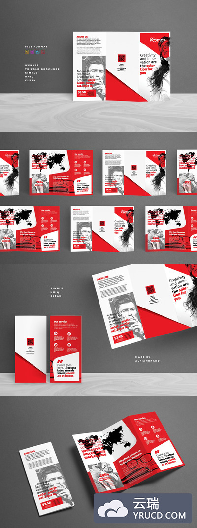 商业时尚三折页画册模板 Business Tri-fold Brochure